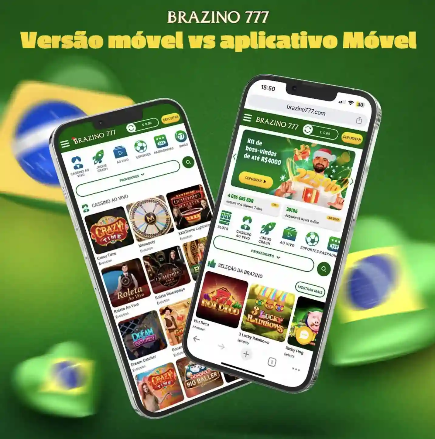 Comparação Brazino777 versão móvel e app